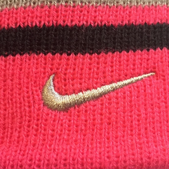 NIKE Pink/Black/Gray Striped Beanie - Picture 3 of 6